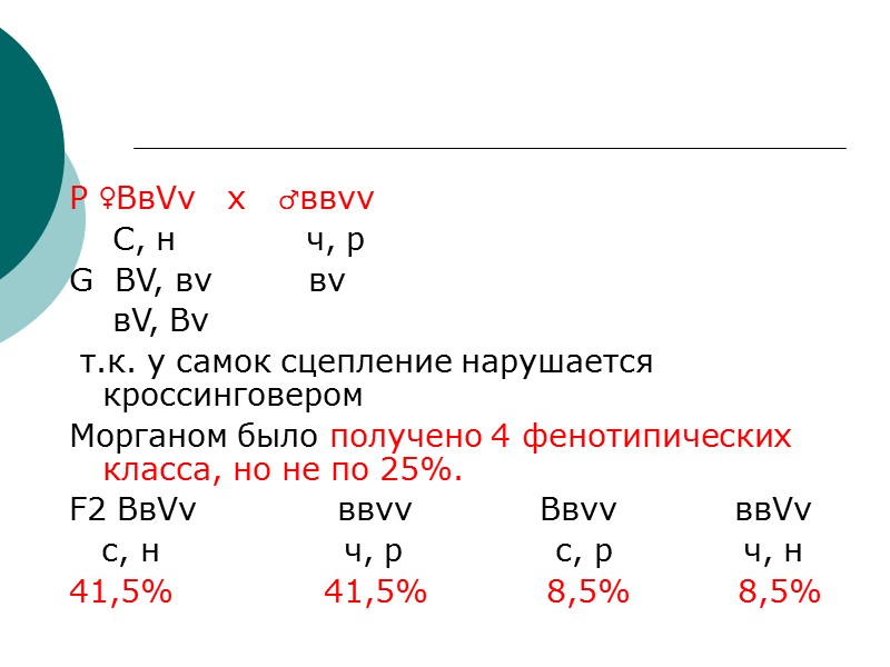 Р ♀ВвVv   х   ♂ввvv     C, н